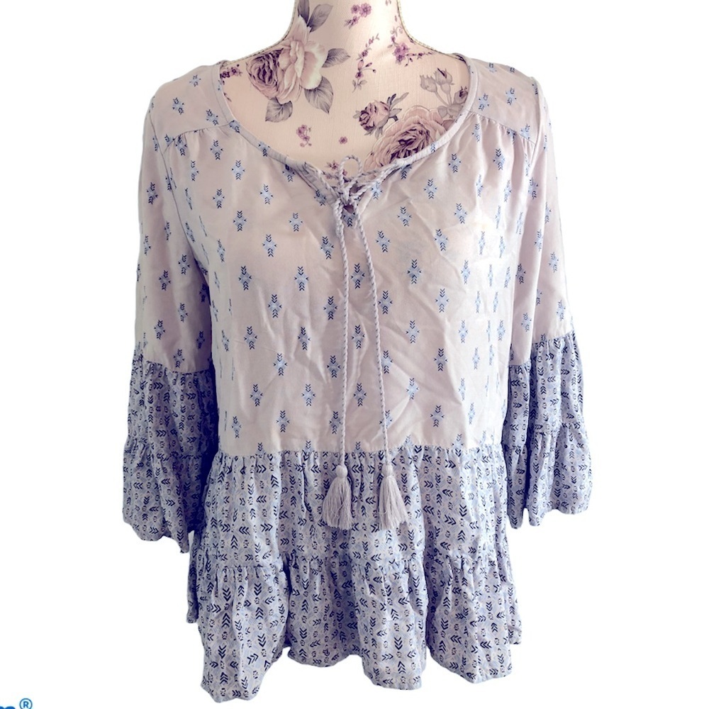 Mudd Dip Dye Bell Sleeve Blouse(100)